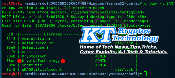 Kali linux to remove windows password